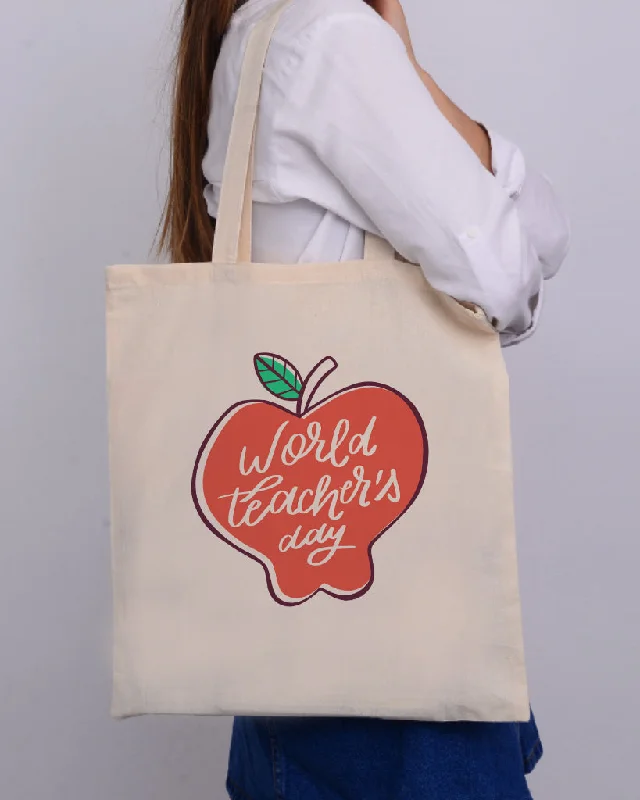 Vintage-inspired leather tote bag with a classic monogram for a timeless appealModern Apple Customizable Tote Bag- Teacher's Tote Bags