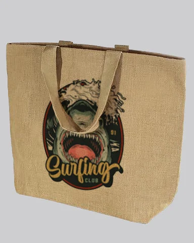 Leatherette tote bag with a quilted pattern and a magnetic snap closureOversize Jute Bags Customized - Personalized Oversize Jute With Your Logo - TJ899