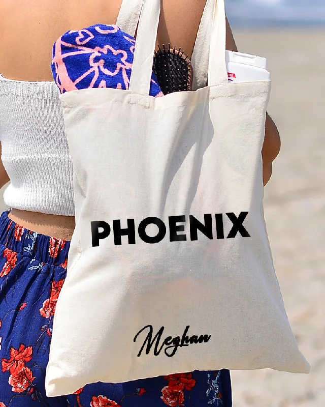 Floral-printed cotton tote bag with a ruffled edge for spring and summerPhoenix Tote Bag - City Tote Bags