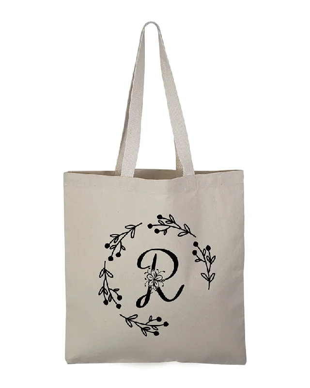 Canvas tote bag with a large printed city map for a trendy look''R'' Letter Initial Canvas Tote Bag - Initials Bags