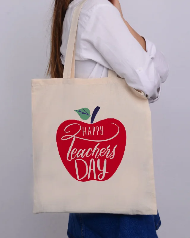 Convertible tote bag that can be worn as a shoulder or cross-body bagRed Apple Customizable Tote Bag- Teacher's Tote Bags