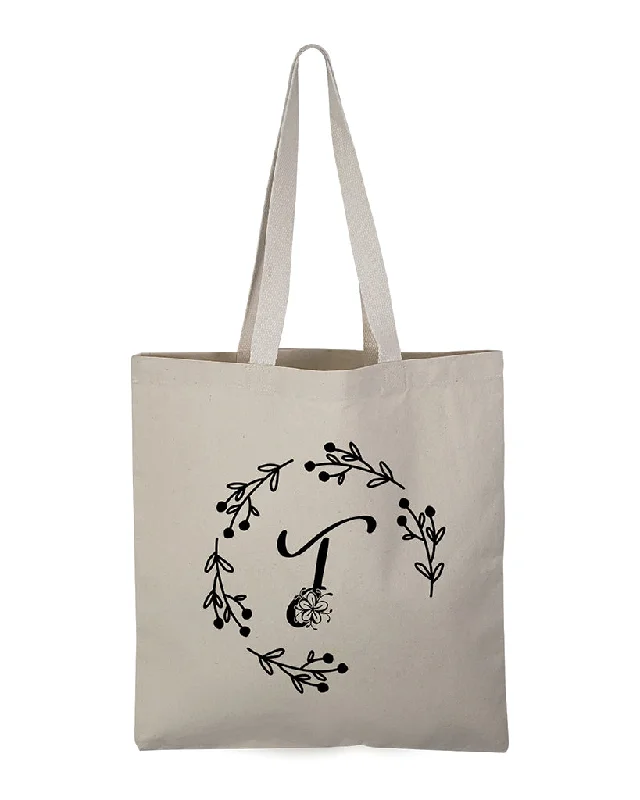 Suede tote bag in a soft pastel pink color for a feminine touch''T'' Letter Initial Canvas Tote Bag - Initials Bags