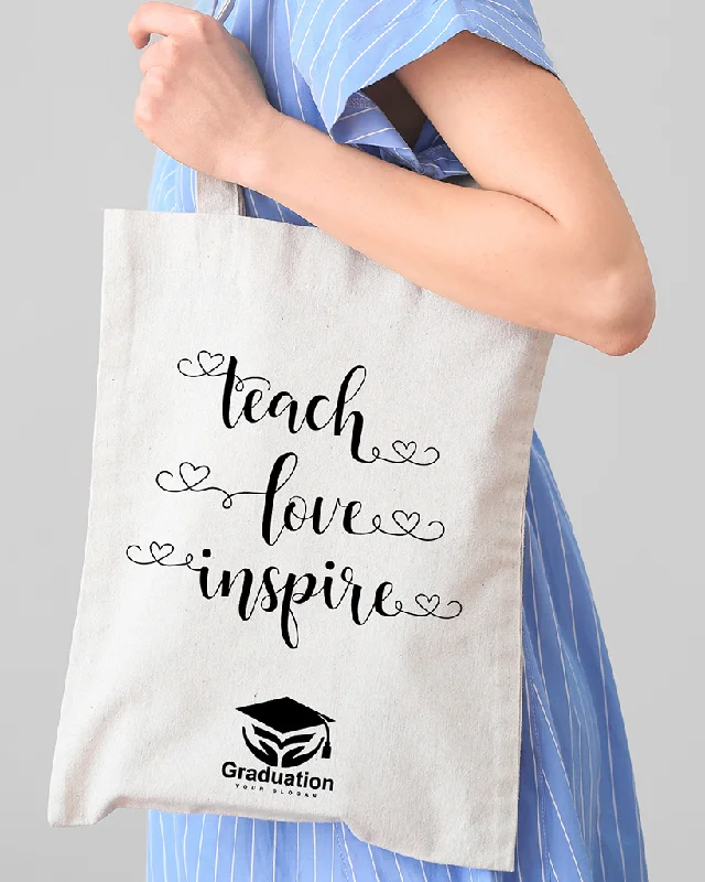 Metallic leather tote bag with a shiny finish for evening eventsTeach Love Inspire Customizable Tote Bag - Teacher's Tote Bags