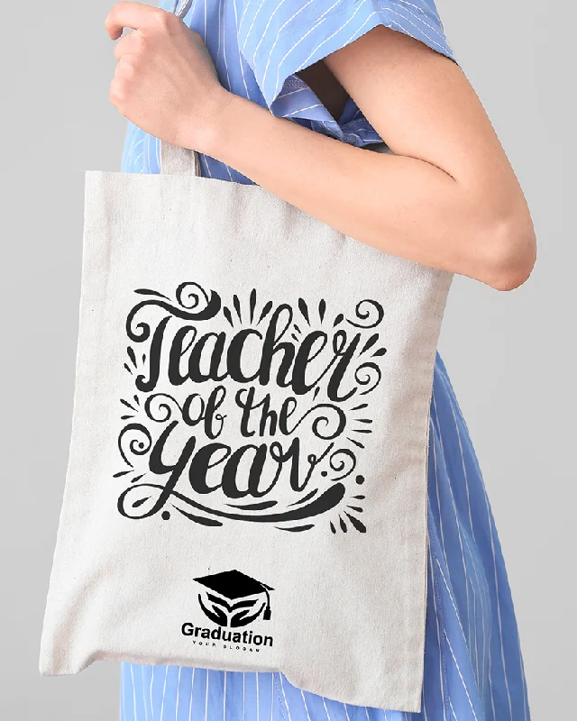 Convertible tote bag that can be worn as a shoulder or cross-body bagTeacher of the Year Customizable Tote Bag - Teacher's Tote Bags