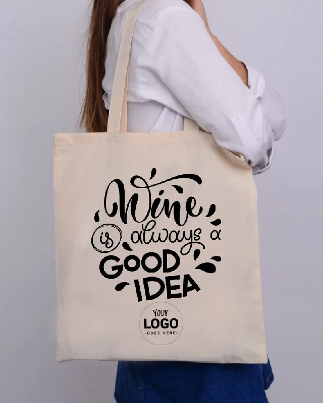 Tote bag with a detachable pouch for easy access to small itemsWine is Always Good Idea Design - Winery Tote Bags