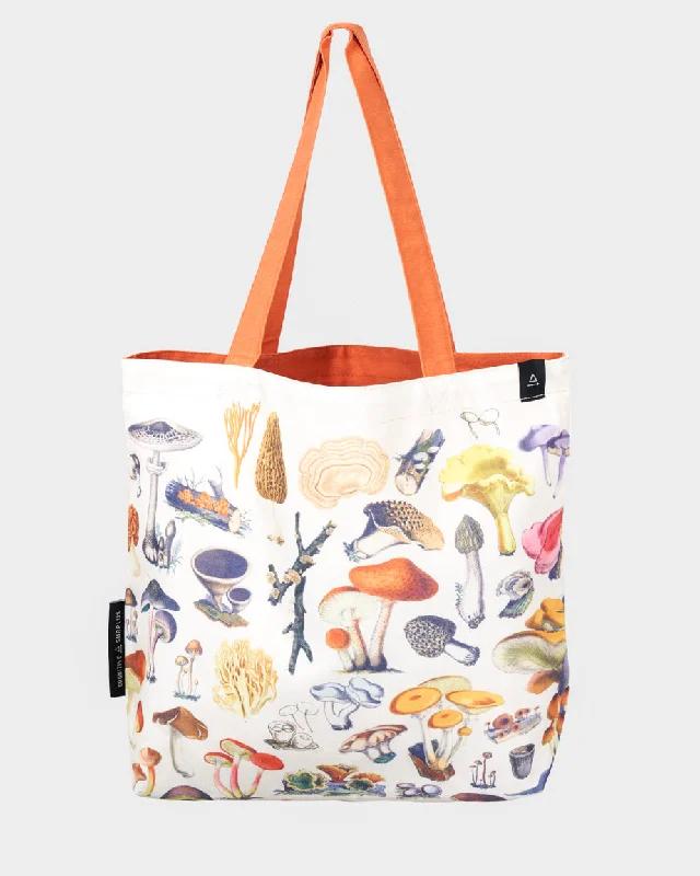 Vintage-inspired leather tote bag with a classic monogram for a timeless appealWoodland Mushrooms Canvas Shoulder Tote