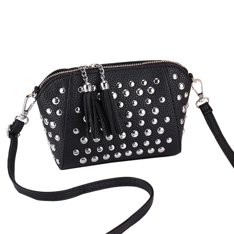 Women's lace - trimmed satin clutch bags for formal occasions2022 new trend rivet fringed small  fashion woman bags cross body bag shoulder bag wholesale 13090