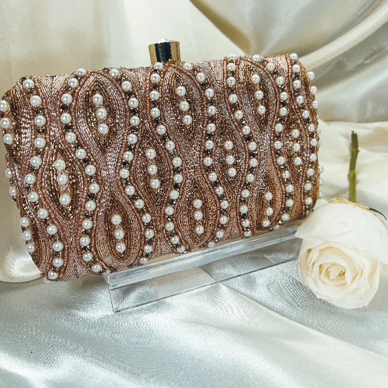 Floral - printed clutch for a spring or summer eveningAHANA Clutch (Rose Gold)