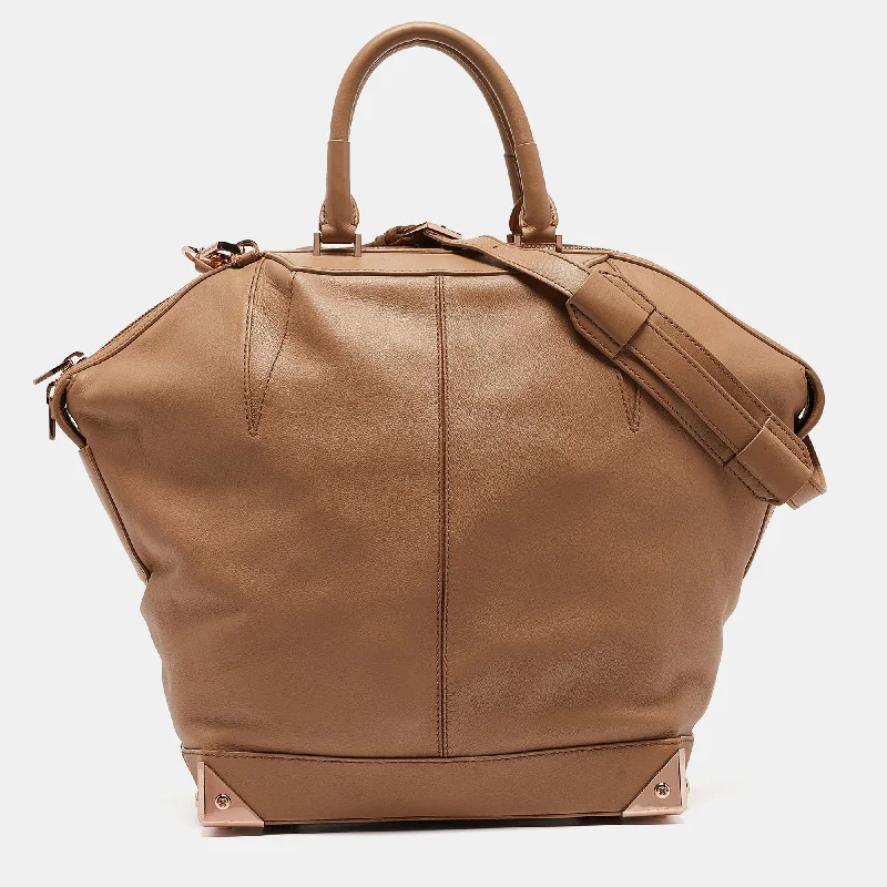 Plus-size satchel with a spacious interior for carrying all essentialsAlexander Wang Beige Leather Emile Satchel