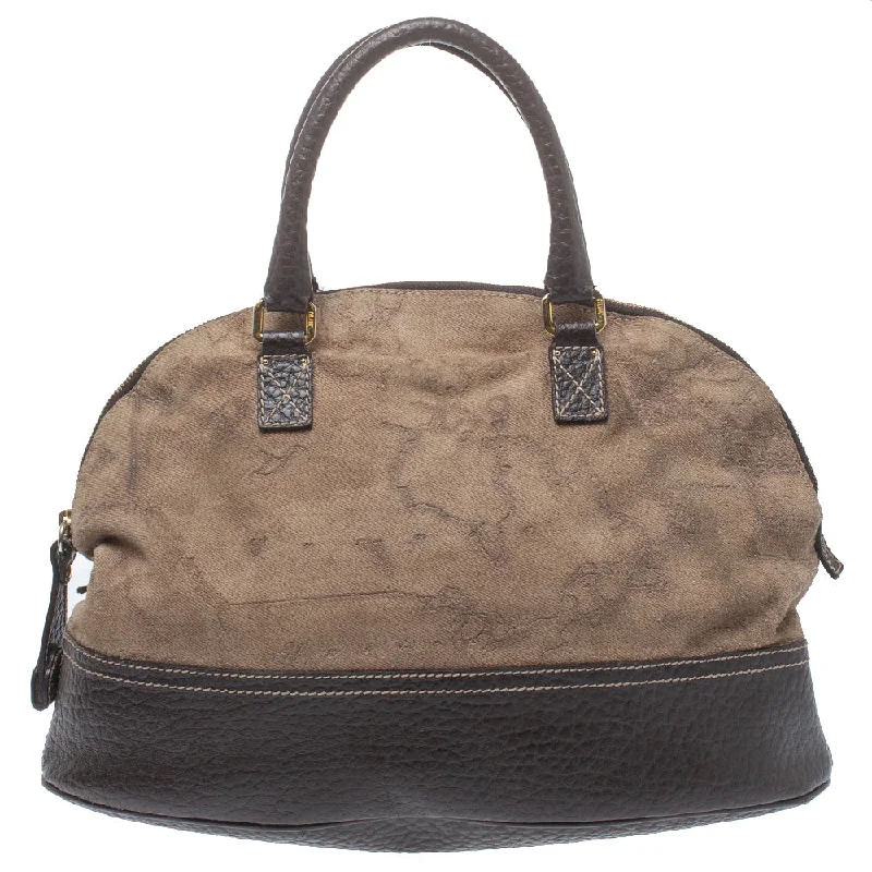 Waterproof nylon satchel with a drawstring closure for outdoor useAlviero Martini 1A Classe Fabric And Leather Satchel