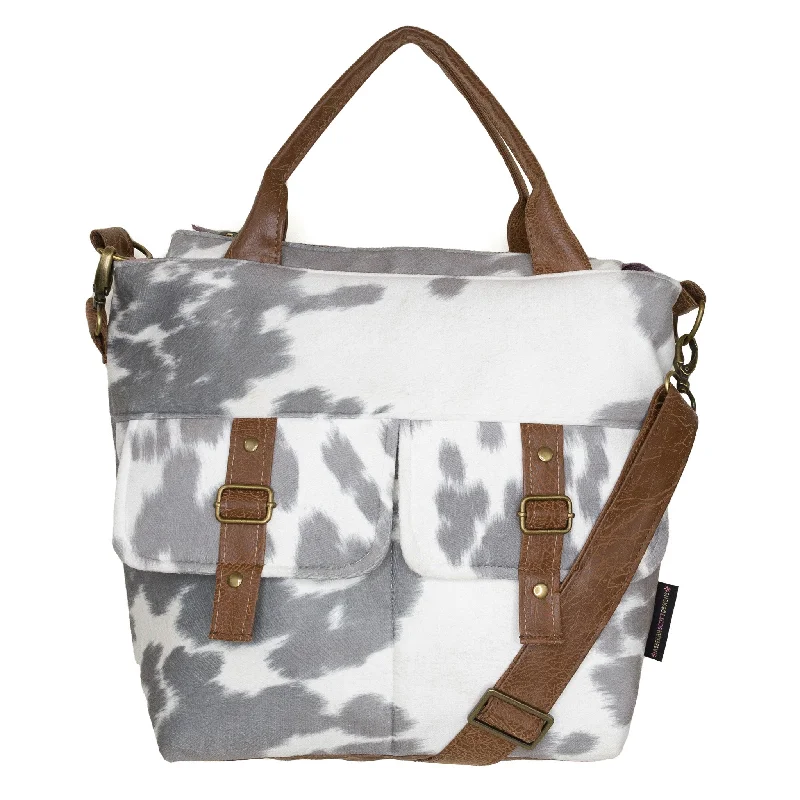 Crossbody bag with a hidden anti - theft pocket for securityAmber Crossbody Premier: Silver Cowhide