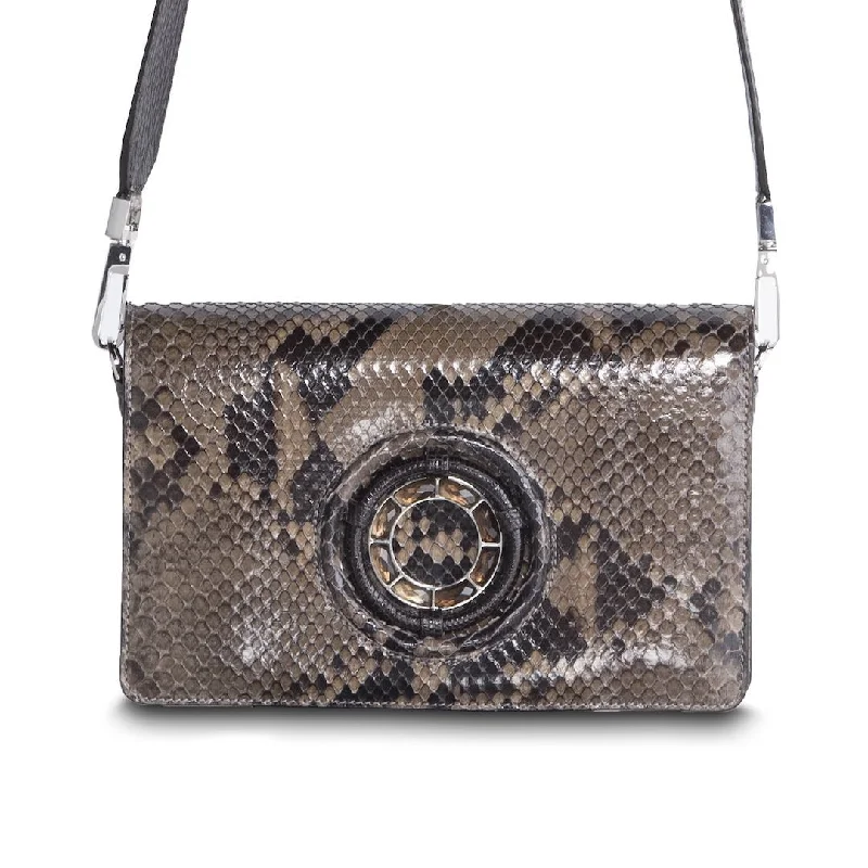 Mini crossbody bag with a chain strap for a trendy and compact lookAnna Convertible Crossbody, Dark Taupe, Smokey Topaz Gemstones