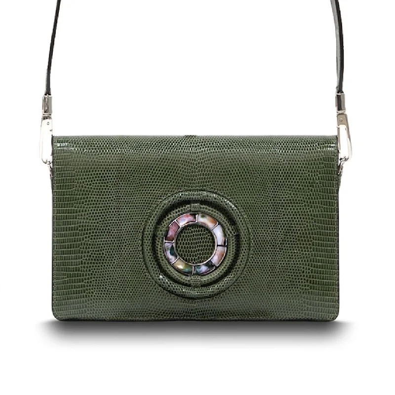 Leatherette crossbody bag with a quilted pattern for a sophisticated lookAnna Convertible Crossbody, Green Lizard, Jasper