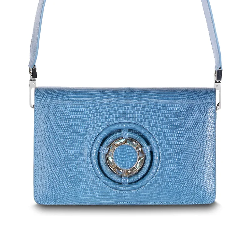 Vegan leather crossbody bag for eco - conscious consumersAnna Convertible Crossbody, Delft Blue Lizard, Labradorite