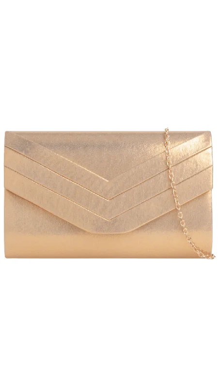 Vintage - style beaded evening bag with an art - deco patternAria Clutch- Gold