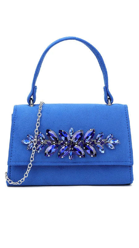 Patent leather clutch with a modern, minimalist designAriana Clutch- Blue