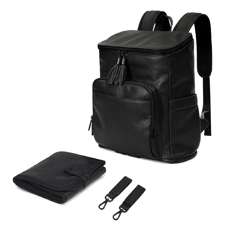 Silk - lined backpack with a smooth interior for protecting belongingsThe Nappy Bag Backpack (Black / Black)