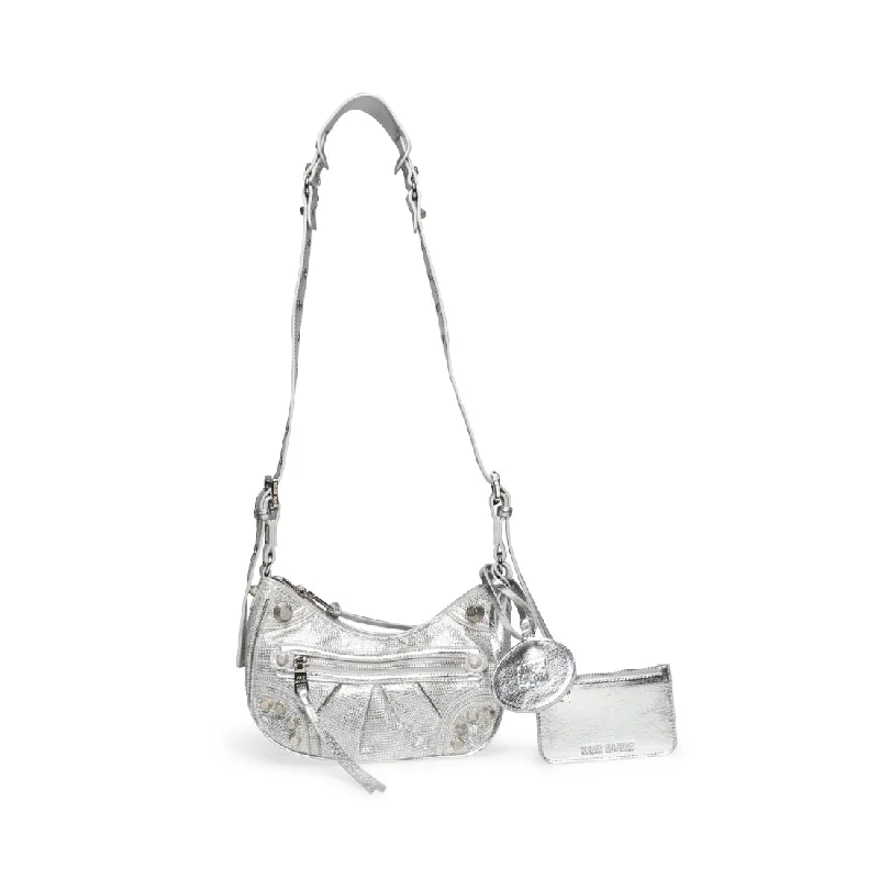 Shoulder bag with multiple compartments and a zippered pocket for organizationBGLOWY SILVER