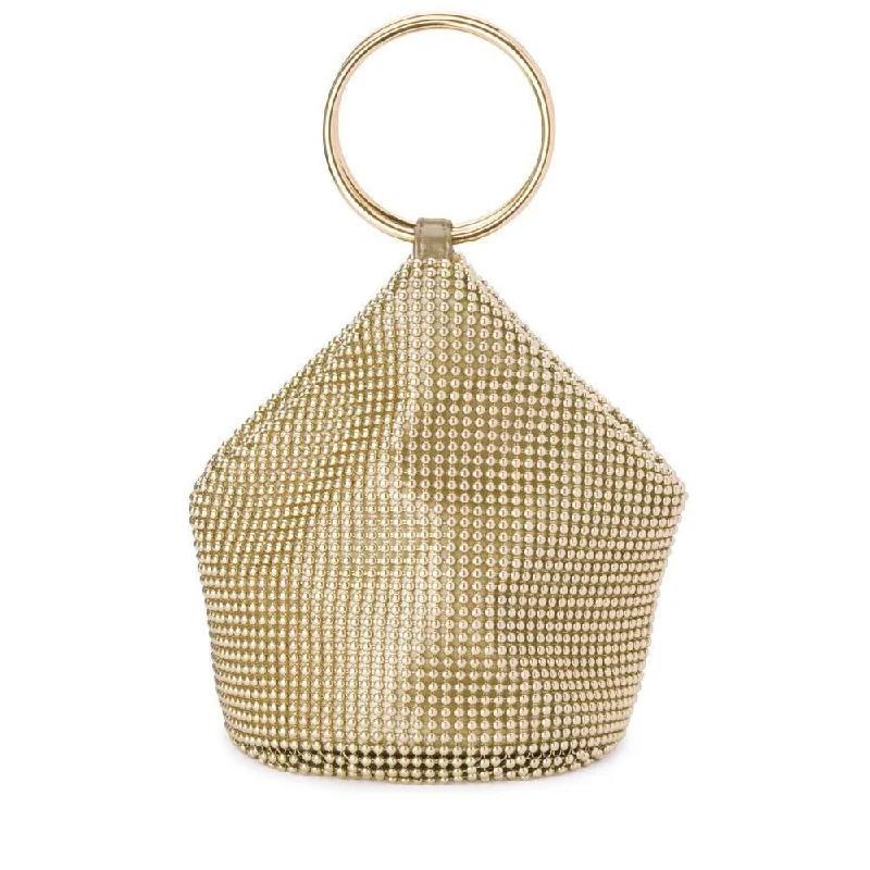 Soft suede handle bag in a muted olive shade for a sophisticated and earthy feelBIANCA Ball Mesh Handle Bag