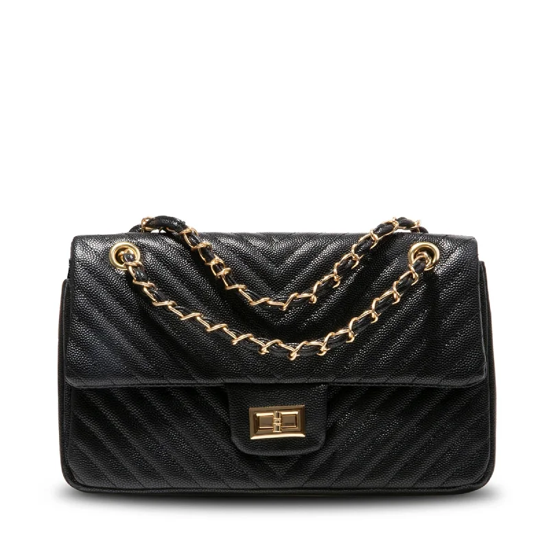 Silk - lined shoulder bag with a smooth interior for protecting belongingsBJORDY BLACK