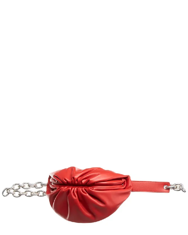 Metallic leather evening bag with a textured finishBottega Veneta The Belt Chain Leather Pouch