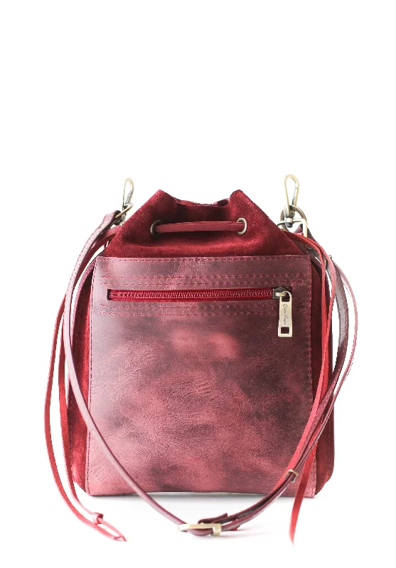 Silk crossbody bag with a delicate print for a feminine touchBurgundy Mini Suede Bag