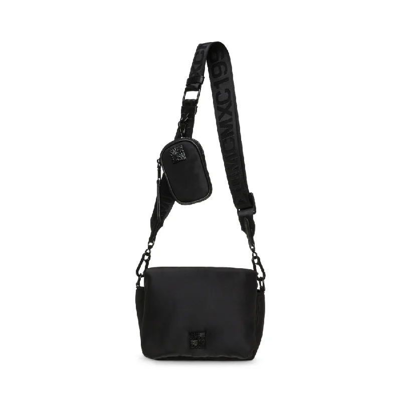 Vintage - style crossbody bag with a brass frame and leather strapsBZAYN BLACK