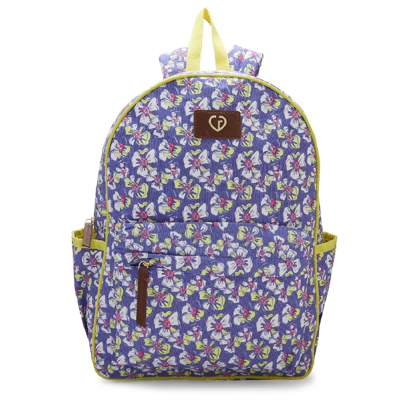 Laser - cut leather backpack with an intricate geometric designCaprese Blossom Laptop Backpack Large Purple