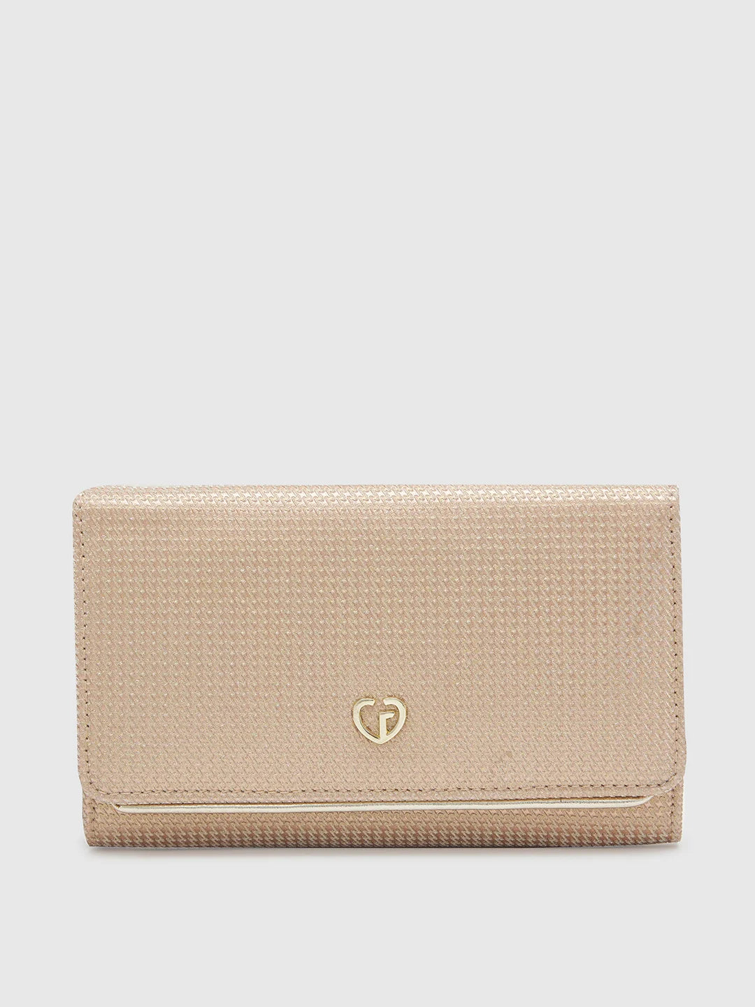 Two - tone clutch with a contrast color lining for added styleCaprese Delmi Clutch Medium Champagne Gold