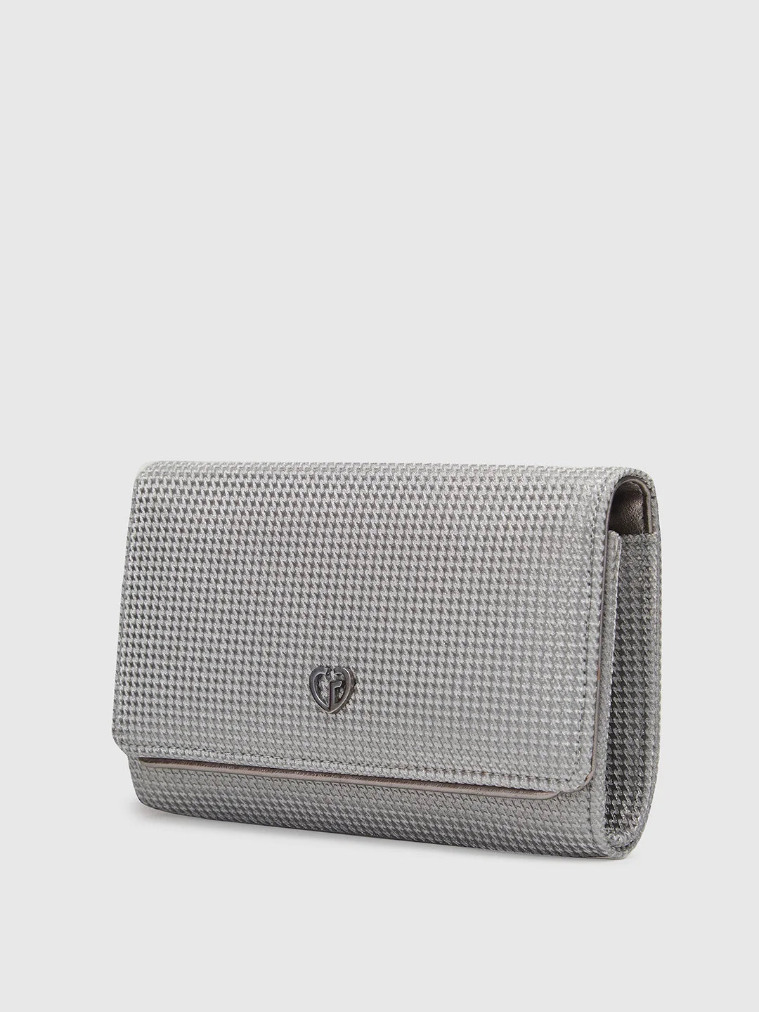 Clutch with a removable strap to be used as a hand - held or cross - bodyCaprese Delmi Clutch Medium Pewter