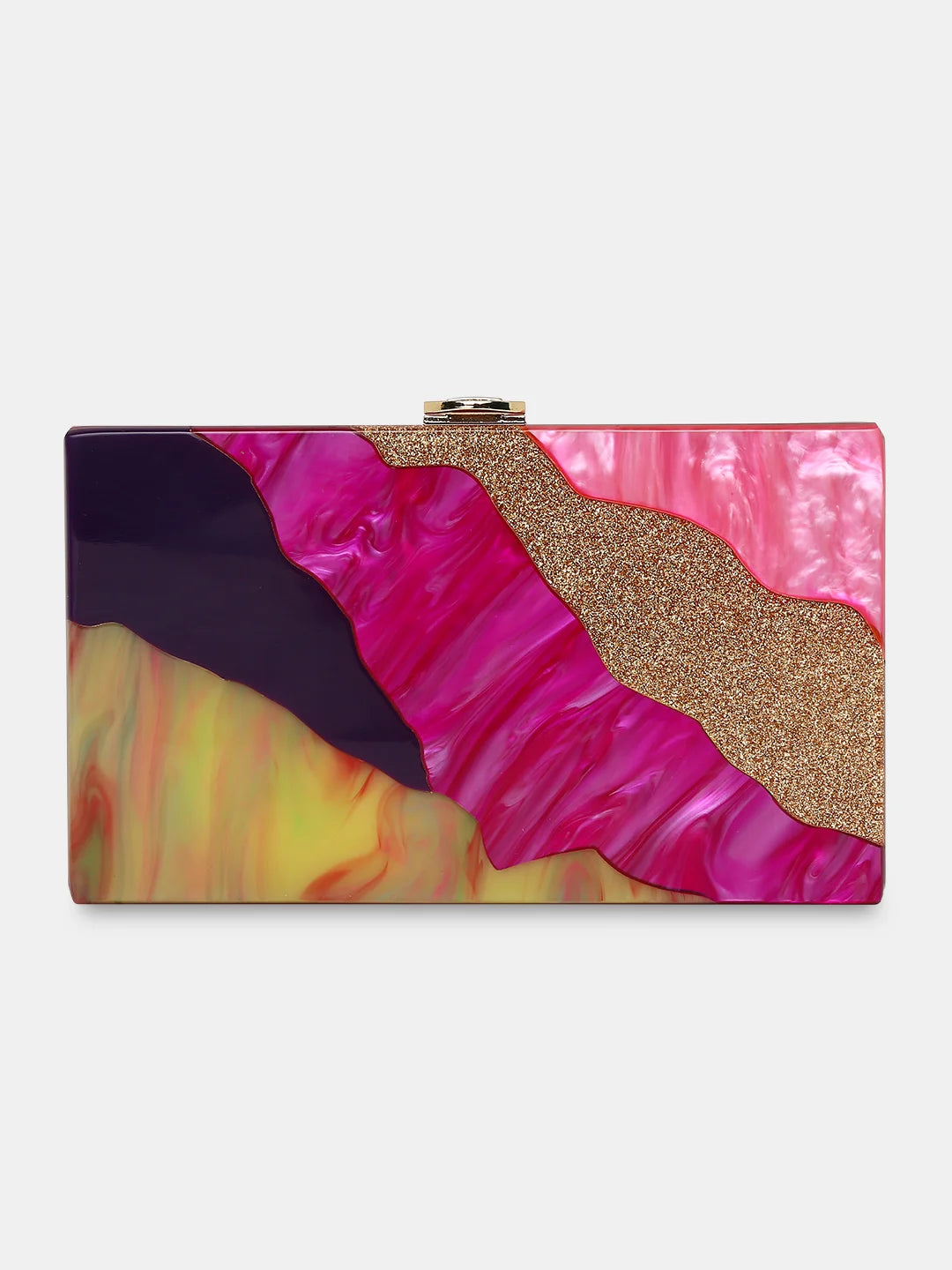 Laser - cut leather evening bag with an intricate patternCaprese Gaida Clutch Small Fuchsia