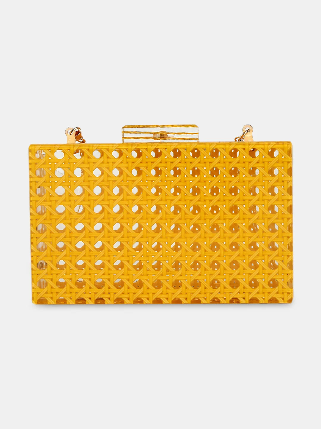 Clutch with a built - in mirror and compact for on - the - go touch - upsCaprese Golia Clutch Small Yellow