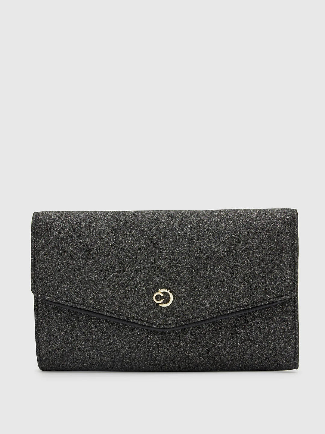 Fur - trimmed evening bag for a luxurious winter eventCaprese Junie Flapover Clutch Large Black