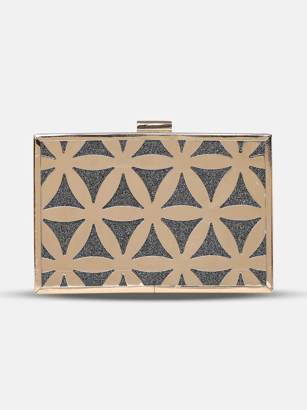 Two - tone clutch with a contrast color lining for added styleCaprese Party Junie Box Clutch Small Gunmetal