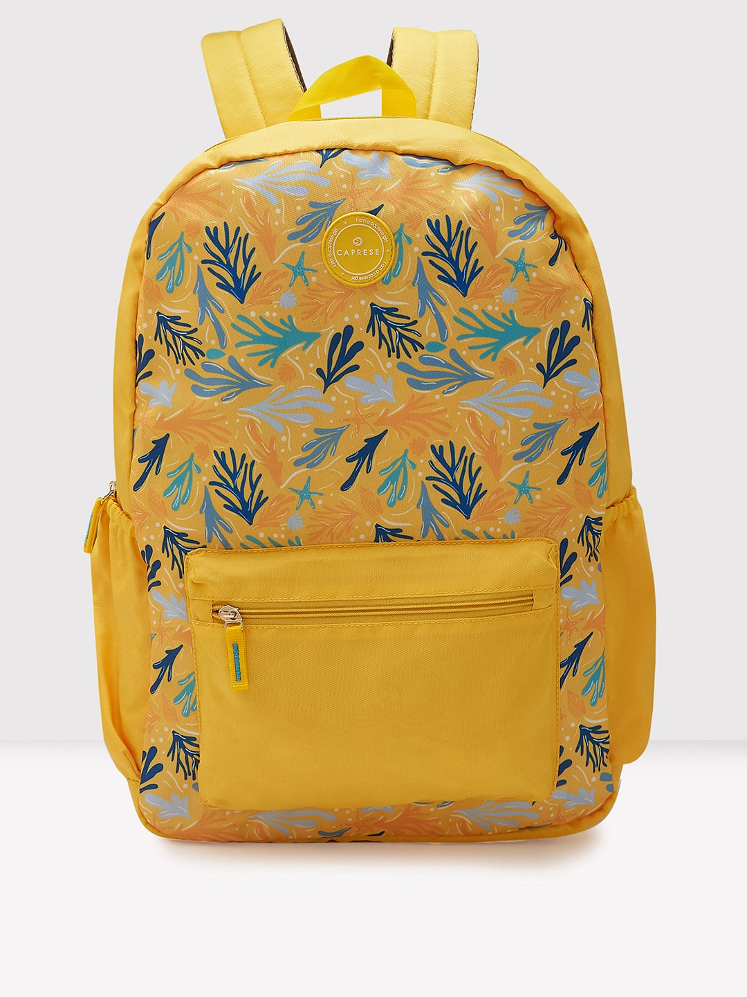 Metallic backpack with a shiny finish for a trendy evening accessoryCaprese Xenia Laptop Backpack X Large Printed Yellow