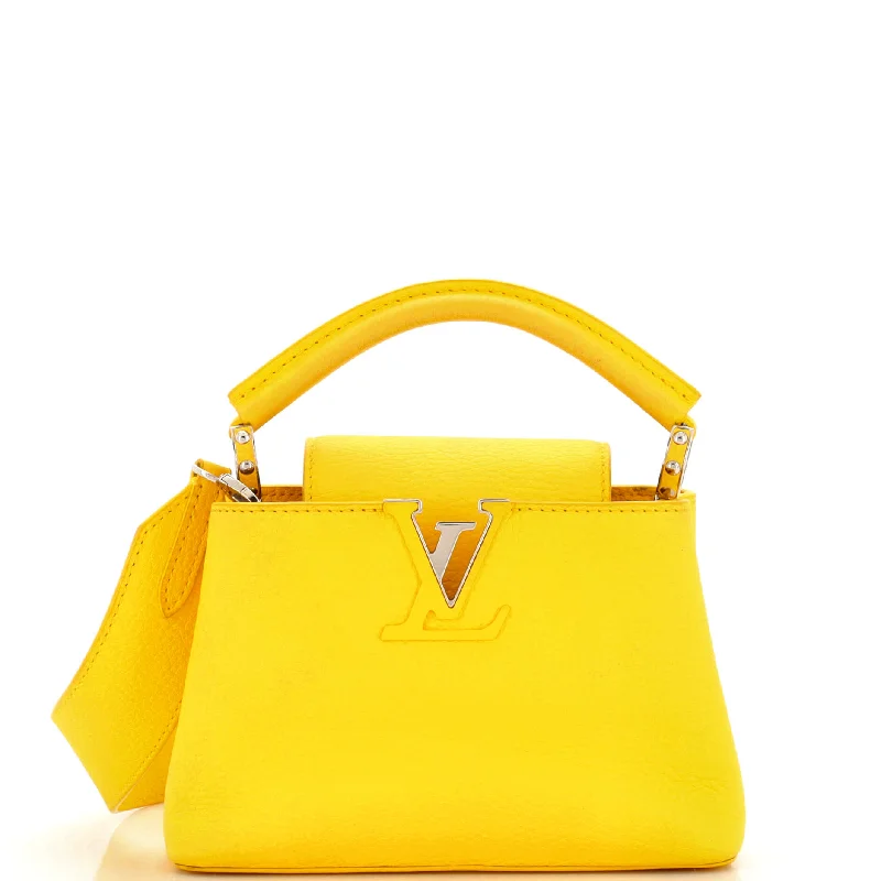 Color-blocked satchel with bold and bright colors for a trendy lookCapucines Bag Leather Mini