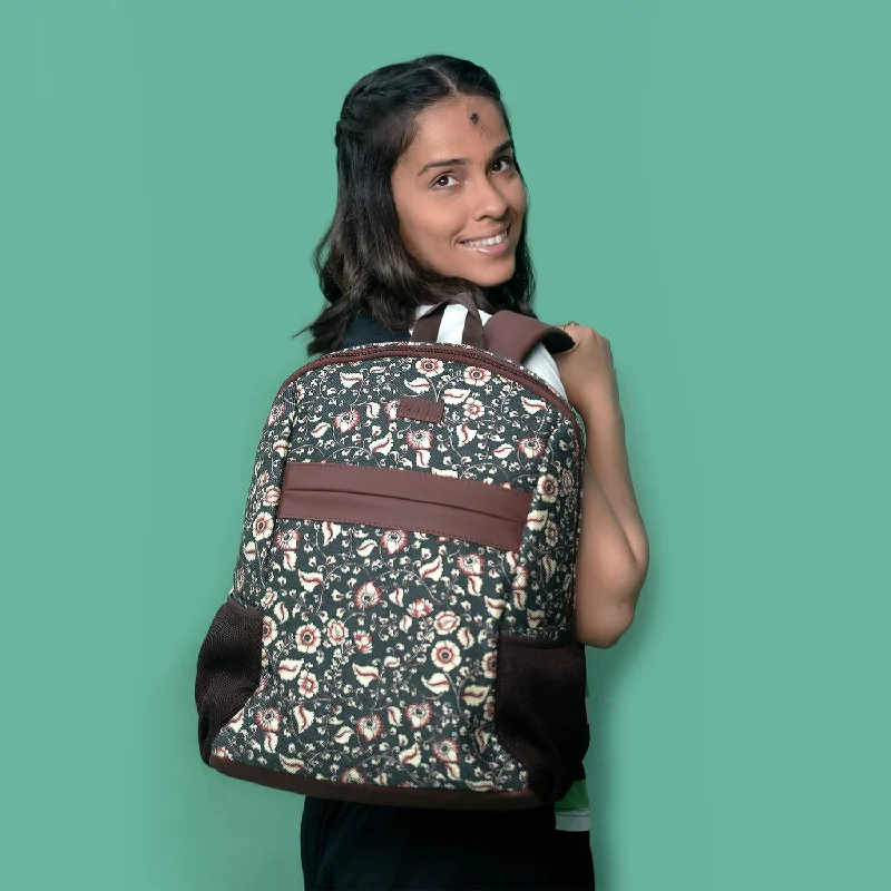 Silk - lined backpack with a smooth interior for protecting belongingsChittoor Blue Kalamkari Classic Backpack