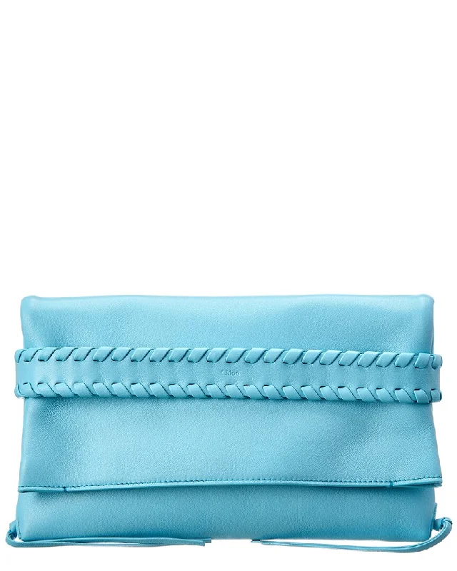 Two - tone clutch with a contrast color lining for added styleChloé Mony Leather Clutch