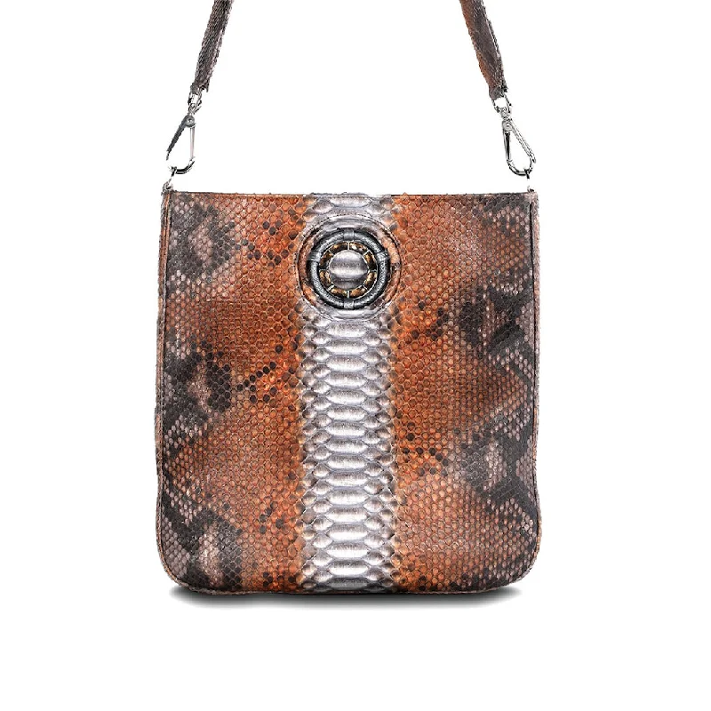 Vegan leather crossbody bag for eco - conscious consumersCloe Jeweled Crossbody Tote - Brown Multi-Color, Smokey Topaz