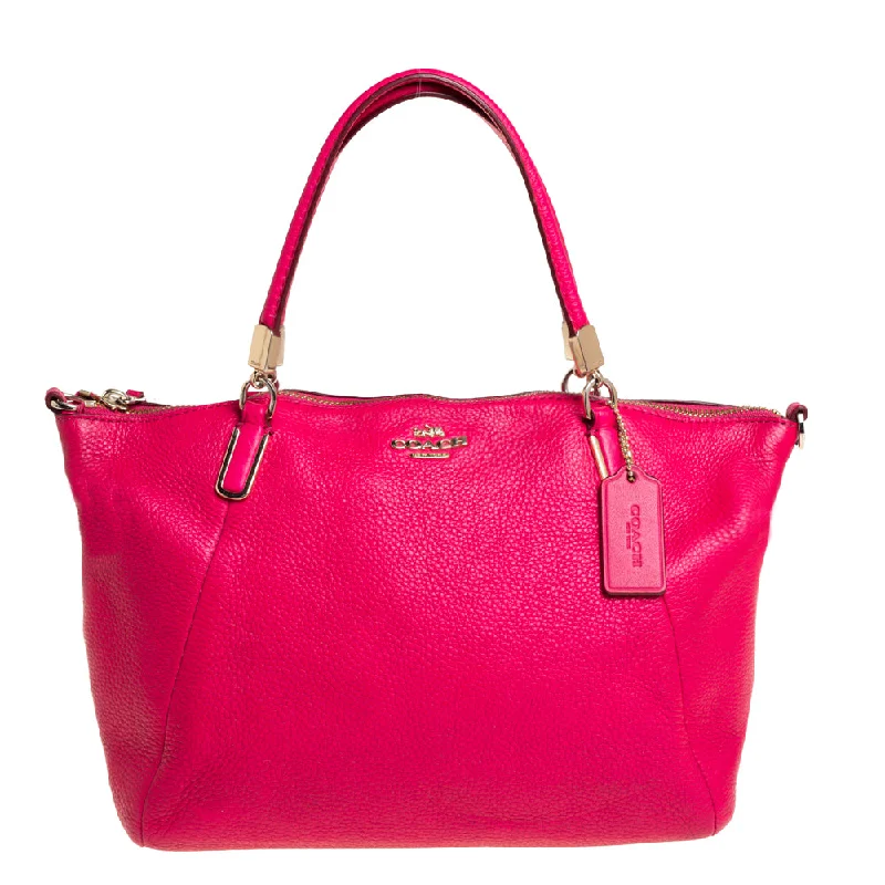 Waterproof nylon satchel with a drawstring closure for outdoor useCoach Fuchsia Leather Small Kelsey Satchel