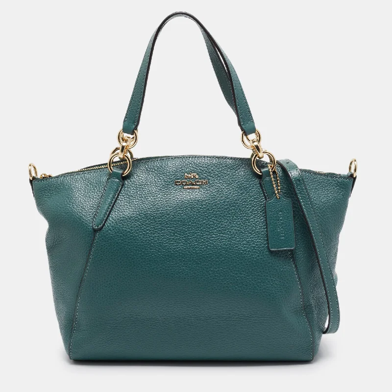 Faux fur satchel with a fluffy exterior for a winter fashion statementCoach Green Leather Small Kelsey Satchel