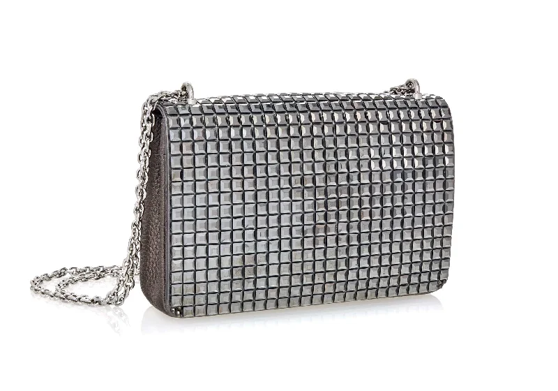 Miniature evening bag with a fold - over clasp for a compact optionCricket Squares Gray