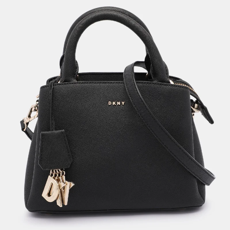 Faux fur satchel with a fluffy exterior for a winter fashion statementDkny Black Leather Paige Satchel