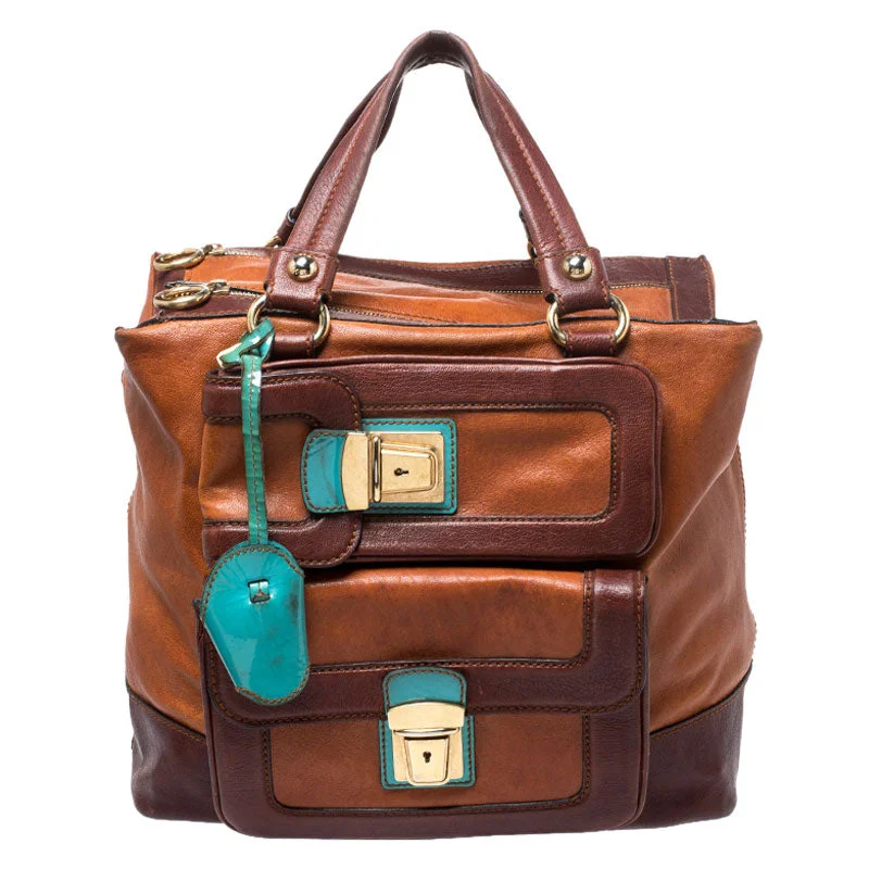 Plus-size satchel with a spacious interior for carrying all essentialsDolce & Gabbana /turquoise Leather Push Lock Satchel