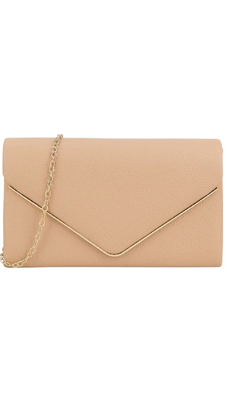 Miniature evening bag with a fold - over clasp for a compact optionDonna Clutch- Taupe