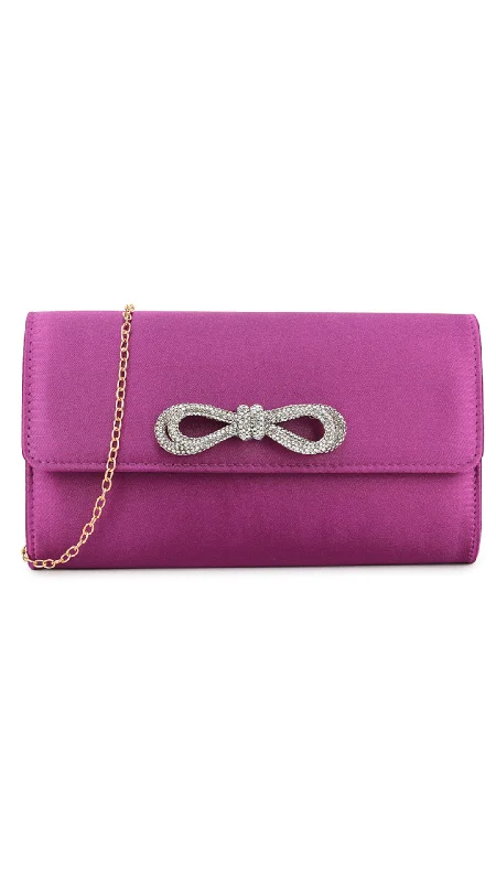 Miniature evening bag with a fold - over clasp for a compact optionEllen Clutch- Purple