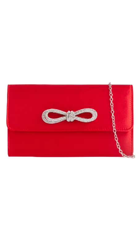 Fur - trimmed evening bag for a luxurious winter eventEllen Clutch- Red