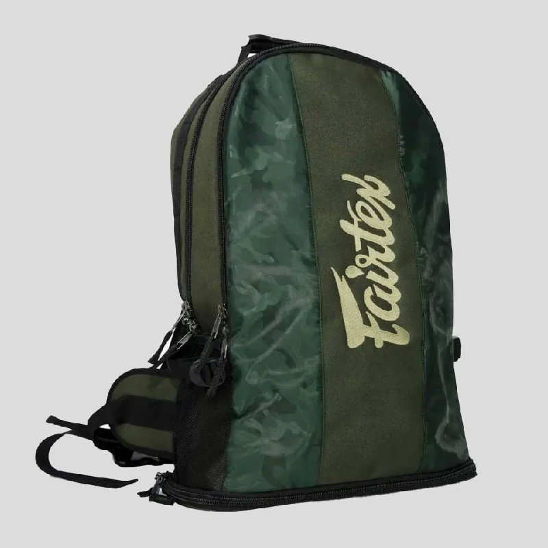 Faux fur backpack with a fluffy exterior for a winter fashion statementFairtex BAG4 Camo Rucksack Green