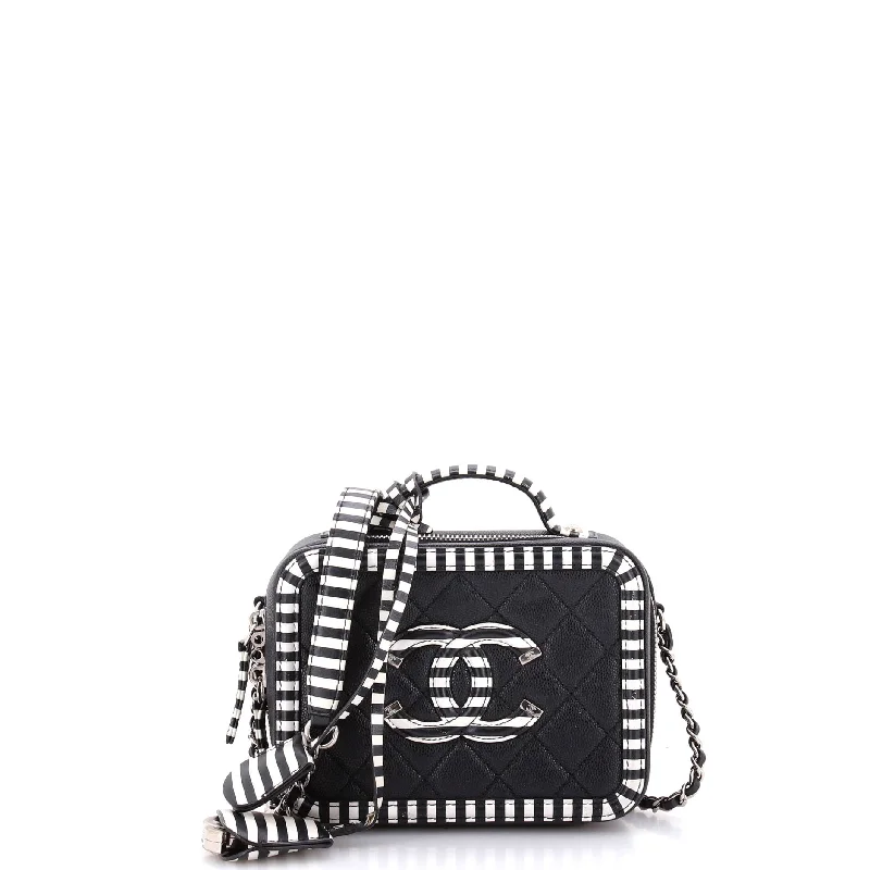 Studded satchel with a punk-rock edgeFiligree Vanity Case Quilted Caviar with Striped Leather Small