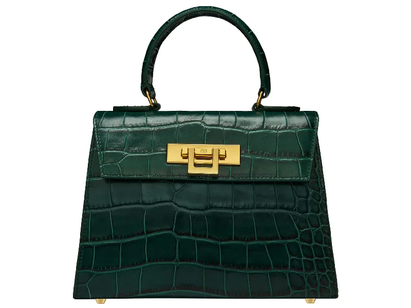 Embroidered silk shoulder bag with intricate gold threadwork for a luxurious lookFonteyn Midi Orinoco - Dark Green